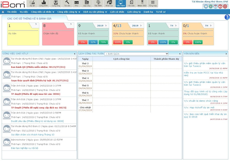 Hình ảnh demo phần mềm Quản lý Doanh nghiệp tổng thể iBom