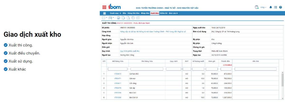 phần mềm quản lý kho vật tư