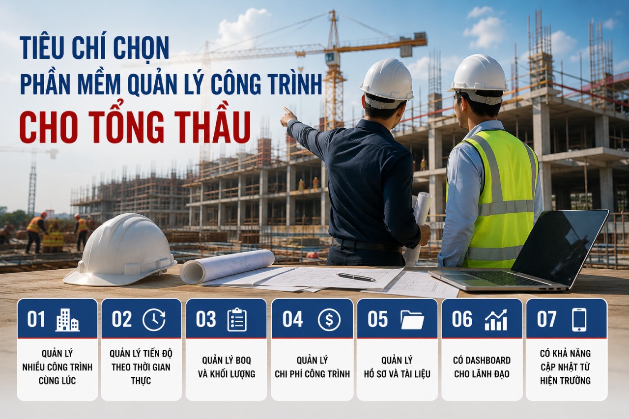 Tiêu chí chọn phần mềm quản lý công trình cho tổng thầu